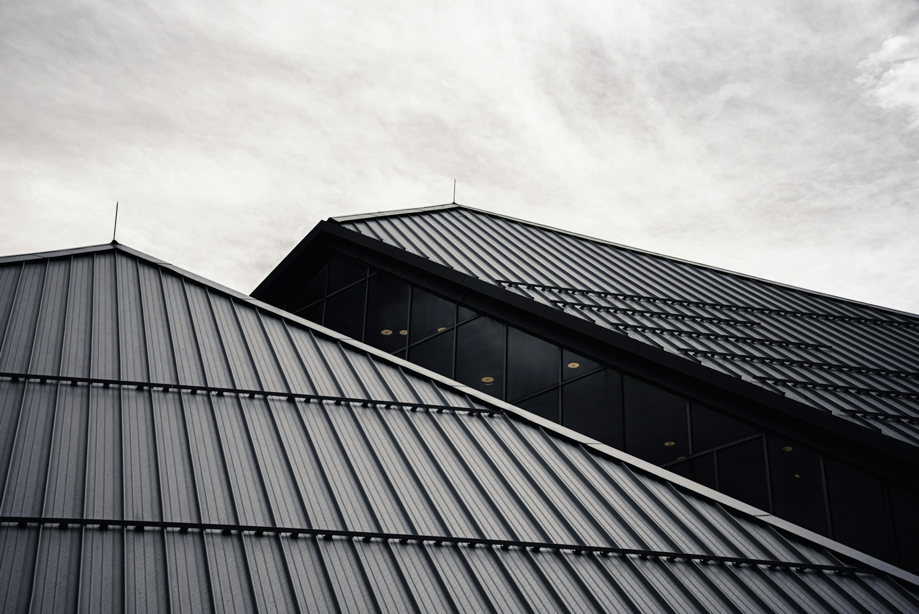 Standing-seam metal roofing on a building